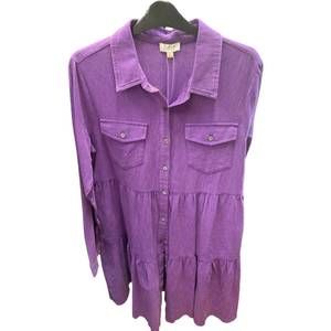 NEW ODDI women's tiered dress in washed purple